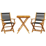 Bistro Set Black, Natural Wood Solid Acacia wood, Polypropylene 3281805
