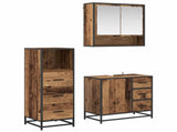 Bathroom Furniture Set with Door 3 pcs Old Wood Engineered Wood 3402332
