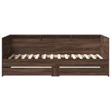Daybed Brown Oak Engineered Wood Single Convertible Daybed 3280845