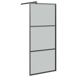 Walk-in Shower Wall 80x195cm Dark ESG Glass Black 151889
