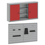 Tool Cabinet Set with Shelf 3 pcs Red Powder-Coated Steel 3321405