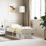 Bed Frame White Powder-coated steel Single Durable Bed Frame 353597