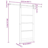 Sliding Door ORKDAL White 93 x 202 cm Solid Pine Wood and Glass 3332484