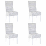 Dining Chairs 4 pcs White Kubu Rattan and Mango Wood 275465