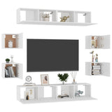 8 Piece TV Cabinet Set White Engineered Wood 3074459