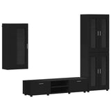 TV Cabinet Set with Drawer FLORIN 3 pcs Black Engineered Wood 3397945