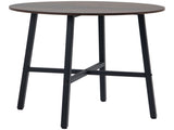 85cm Dining Room Table, Industrial Style Kitchen Table Round with Steel Legs, Rustic Brown T3398P344455