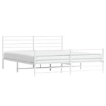 Metal Bed Frame without Mattress with Footboard White 200x200cm 352393