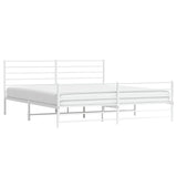 Metal Bed Frame without Mattress with Footboard White 200x200cm 352393