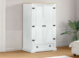 Wardrobes with Drawer White 76 x 50 x 170 cm Solid Pine Wood 42024936