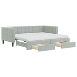 Daybed with Trundle and Drawers Light Grey 90x190 cm Velvet 3196787