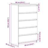 Drawer Cabinet Grey Sonoma 60x36x103 cm Engineered Wood 823022