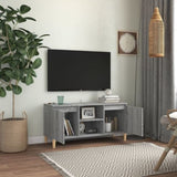 TV Cabinet with Solid Wood Legs Grey Sonoma 103.5x35x50 cm 813159