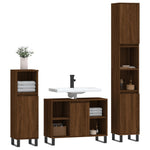 ZNTS 3 Piece Bathroom Furniture Set Brown Oak Engineered Wood 3190314