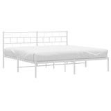 Metal Bed Frame without Mattress with Headboard White 193x203cm 355714