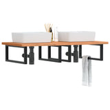Basin Shelf Wall Mounted Steel and Solid Wood Beech 3302453