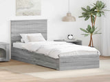 Bed Frame Grey Sonoma and Silver 70 x 190 cm Engineered Wood 3411373
