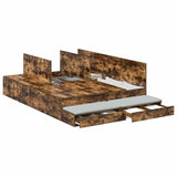 Storage Bed Frame with Drawer Smoked Oak 160 cm Engineered Wood 3335657