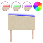 ZNTS LED Headboard Diamond Blocks Design Cream 100 cm Fabric 3338205