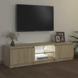 TV Cabinet with LED Lights Sonoma Oak 140x40x36 cm 804295