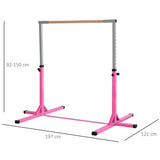 Height Adjustable Gymnastics Horizontal Bar for Kids, Children Junior Kip High Bar Fitness, Pink T3398P347570
