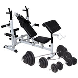 Weight Bench with Weight Rack, Barbell and Dumbbell Set 120 kg 275378