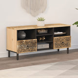 TV Cabinet 100x33x46 cm Solid Wood Mango 358230