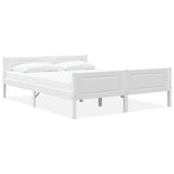 Bed Frame White Solid Pinewood Double Durable Bed Frame 322106