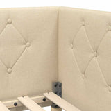 Corner Bed Frame with Headboard Cream 100 x 200 cm Fabric 42016583