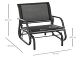 Outdoor Garden Glider Chair, Metal Frame Single Armchair Swing Seater w/ Breath Mesh Fabric Seat, T3398P325088