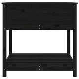 Planter with Shelf Black 82.5x82.5x81 cm Solid Wood Pine 823798