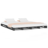 ZNTS Pallet Bed without Mattress Grey Double Solid Wood 821434