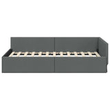 Corner Bed Frame with Headboard Dark Grey 90 cm x 200 cm Velvet 42016044