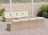 Garden Sofa Set with Cushion 9 pcs Beige Poly Rattan 3347806