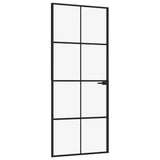 Interior Door Black 83x201,5 cm Tempered Glass&Aluminium Slim 153663