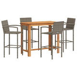 Garden Bar Set Grey Solid Acacia wood, PE rattan, Powder-coated steel 3295290