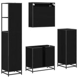 Bathroom Furniture Set 4 pcs Black Oak Engineered Wood 3402499