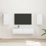 TV Cabinet Set 4 pcs High Gloss White Engineered Wood 3409154