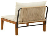 Garden Middle Sofa with Cushions Solid Acacia Wood & Rope 42022076