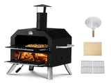Outdoor Pizza Oven Wood Fired 2-Layer Pizza Ovens Outside Pizza Maker with Stone, Removable Cooking 87975879