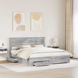 Bed Frame with Drawer Grey Sonoma 200 x 200 cm Engineered Wood 3409957
