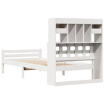 ZNTS Bookcase Bed without Mattress White 100x200cm Solid Wood Pine 3322260