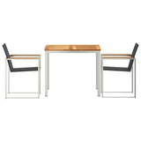 Garden Dining Set 3 pcs Solid Teak Wood and Stainless Steel 3334829