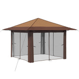 Gazebo with 4 Sidewalls 3.3 x 3.3 m Beige and Brown 42036813