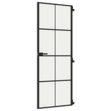Interior Door Slim Black 76x201.5 cm Tempered Glass&Aluminium 155125