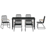 Garden Dining Set 7 pcs Black Powder-Coated Steel 3379174