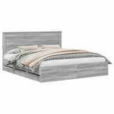 Bed Frame with Drawer Grey Sonoma 200 x 200 cm Engineer Wood 3410156