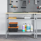 Work Table with Shelf Grey 100 x 55 x 85 cm Powder-Coated Steel 4103457