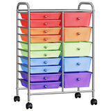 XXL 15-Drawer Mobile Storage Trolley Multicolour Plastic 320410