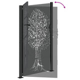 Garden Gate with Lock Black 110 x 205 cm Powder-coated steel 42015888